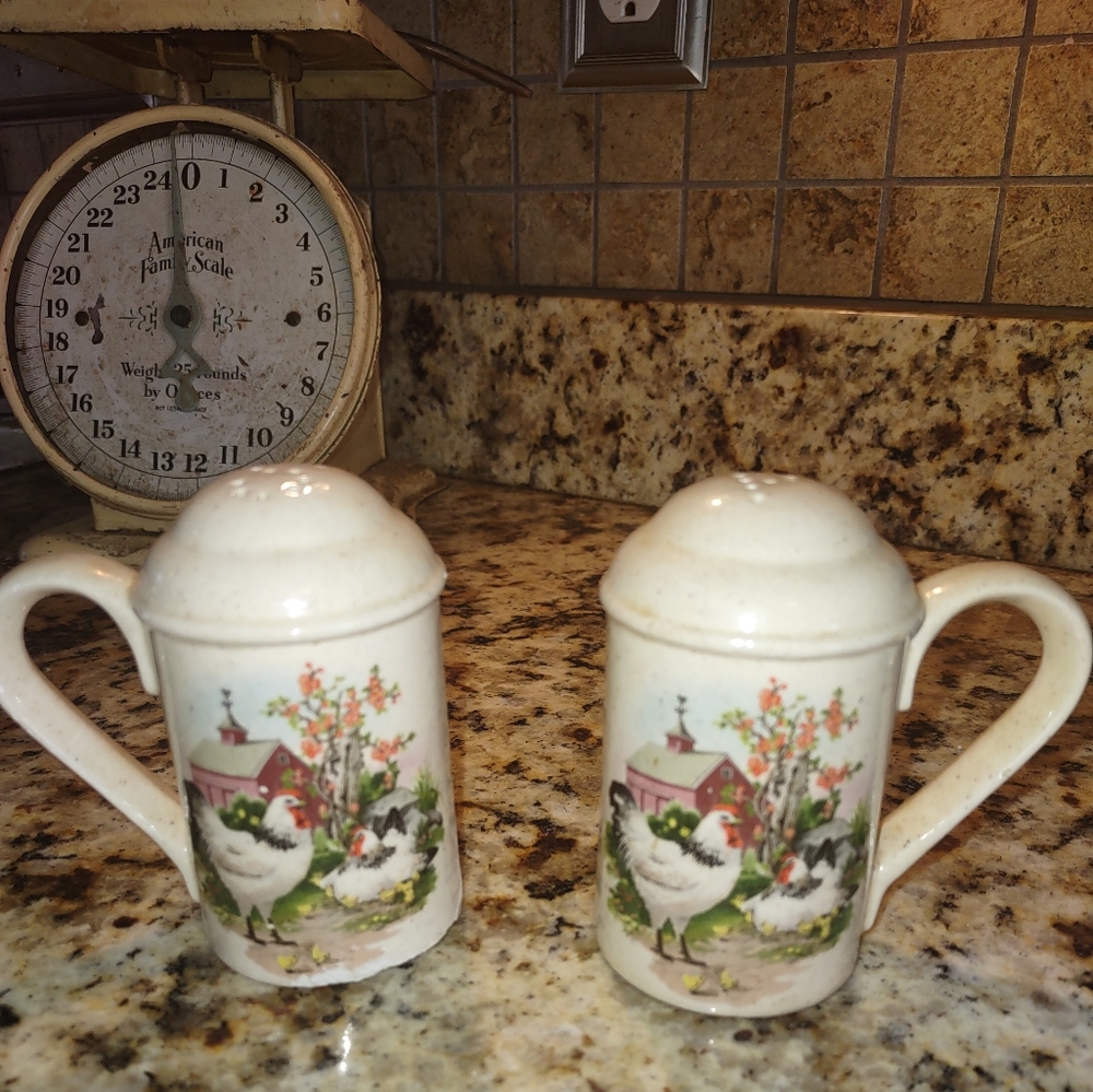 Vintage farmhouse salt and pepper shakers